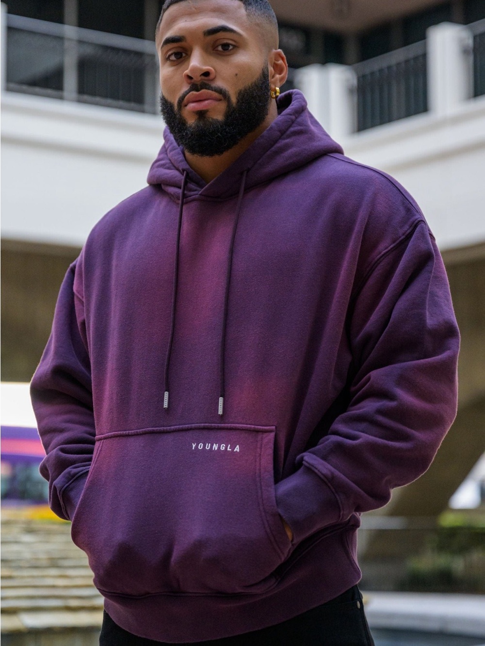 YoungLA Men's Deep Purple Pullover Hoodie